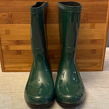 UGG Green Rubber Waterproof Round Toe Mid-Calf Pull On Women's Rain Boot
