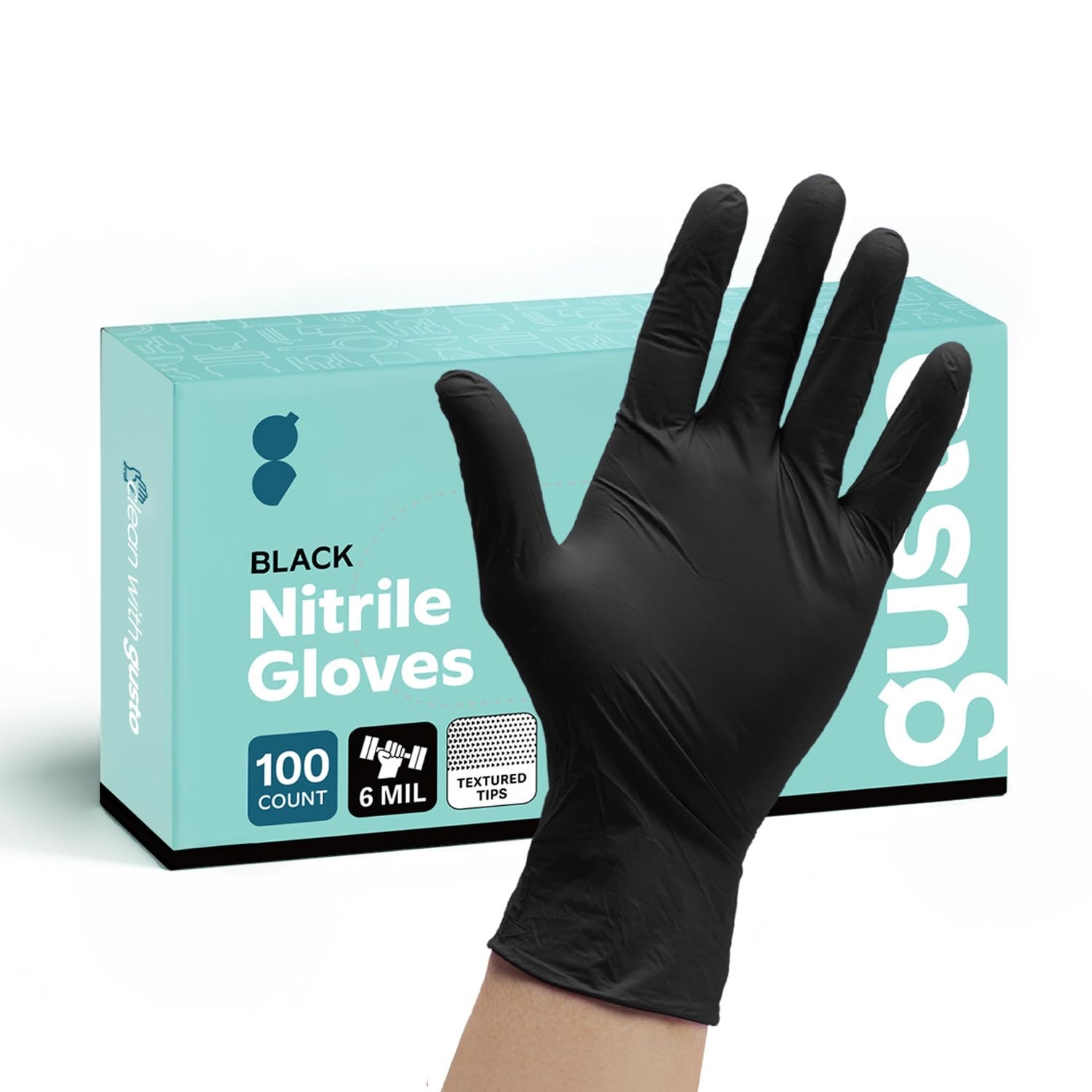 Gants en nitrile ultra resistants 6 Mil noirs epais et impermeables