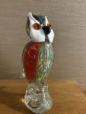 Murano Italy Horned Owl Bird Handblown Glass HEAVY 9 1/2  