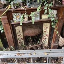 Original Antique Late Victorian / Edwardian Tiled Cast Iron Fireplace