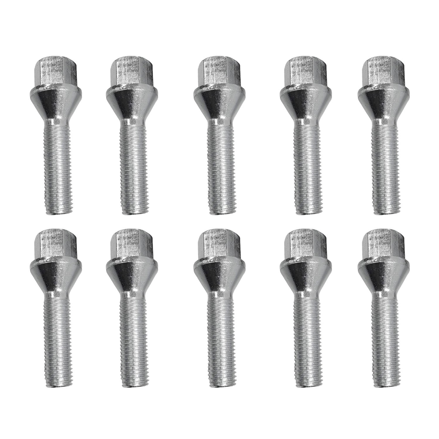 10x Silver Wheel bolts M12x1,5 tapered 60° for BMW 1 E81 1 E82 1 E87 LCI 1 E87 1