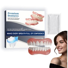 Soft Silicone Denture Reline Kit - Comfortable Snap-On False Teeth for Adults