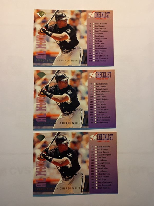 1995 Leaf - Checklists Frank Thomas #3 Lot Of 3