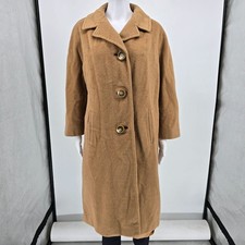 Vintage 1960s USA Union Made Tan/Camel Boucl  Wool Single-breasted Coat L 