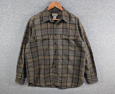 LL Bean khaki kariert Tartan dick Outdoor Country Knopfleiste Hemd Shacket L