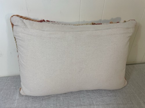 Almohada Boho Decorativa Lumbar 13" x 8" Amarillo Coral Chenilla Tostado Cremallera Suave - Imagen 3 de 4