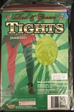 Christmas Holiday Elf Costume Tights Adult: Red  Green
