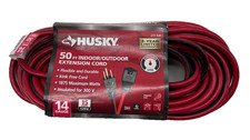 Husky 50 ft. 14/3 Medium Duty Indoor/Outdoor Extension Cord, Red/Black