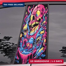 2 PCS Creative Skull Graphics B Pillar Sticker Decal HD Printed Car Center Pilla