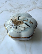 Vintage Trinket Pot Jewellery Box Royal Worcester Palissy Canada Geese England