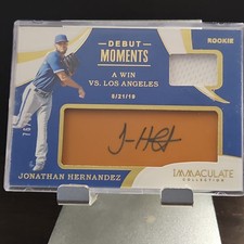 2020 Panini Immaculate Debut Moments Auto Jonathan Hernandez Tan Leather /99 