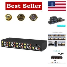 High-Performance 8 RCA Splitter - Duplicates Video/Audio, Durable Metal Housing