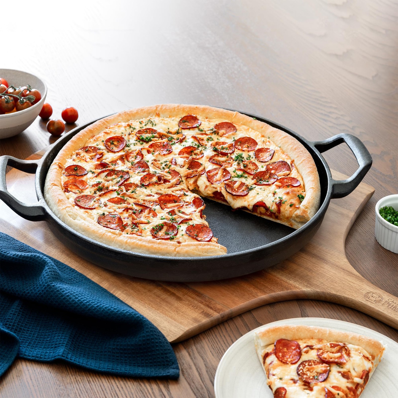 Cast Iron Paella Pan, 14 Inch Pre-Seasoned Skillet with Smooth Surface for Ev...