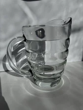 Beehive Ribbed Heavy Clear Glass Vintage Pitcher with Handle Collectible