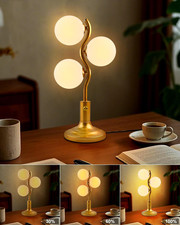 Dimmable Mid Century Globe Table Lamp with 3 Lights for Bedroom  Living Room
