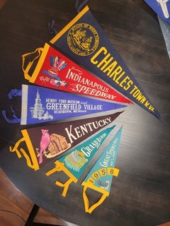 Lot of Six Vintage Travel Pennants 1950s