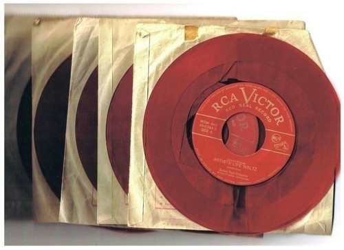Arthur Feidler Boston Pops Orchestra 45 rpm Strauss Waltzes 5 Discs Red Vinyl - Picture 3 of 3