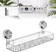 Corrugated Suction Cup Storage Holder,No-Drill Wall Mounted Rack Shelf Clear