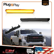 2X Smoked Lens Amber LED Front Side Marker Lights For 20-24 GMC Sierra 2500 3500