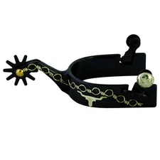 AI HILASON Black German Silver Barbed Wire Longhorn Spur 1" Band 2-1/4" Shank