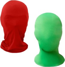 Full Cover Spandex Mask Hood Costume Faceless Halloween Black Red+green 