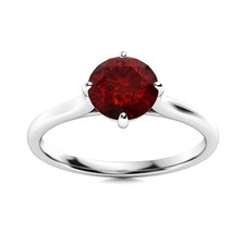 925 Sterling Silver Solitaire 6MM Round Shape Red Garnet Gemstone Stackable Ring