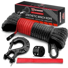 Synthetic Winch Rope Kit, 3/16" x 50ft 8500LBS Gray Winch Cable with Protective 