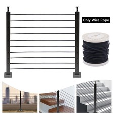 400ft 1/8" Black Cable Railing T316 Stainless Wire Rope Cable 7x7 Strand New
