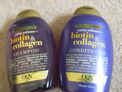 OGX EXTRA STRENGTH extra volume + biotin & collagen Shampoo & Conditioner 13 oz