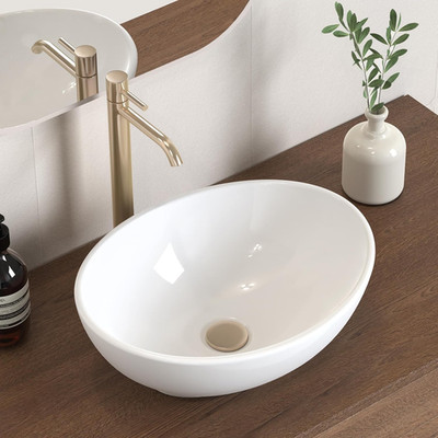 Bathroom Vessel Sink, 16'' X 13'' Oval Vessel Sink for Bathroom Vanity Countertop,