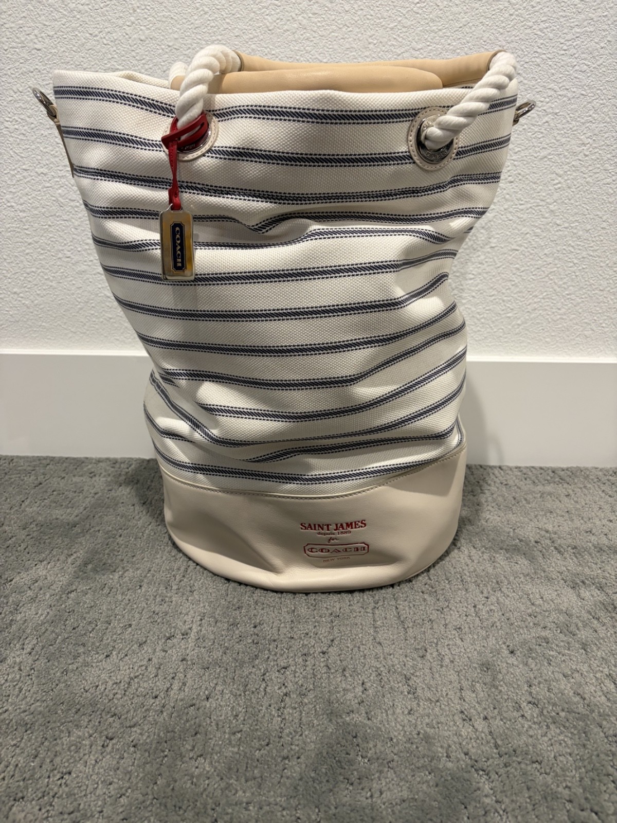 Coach Stripe St. James Bucket Bag W Straps & Dusk Bag!!
