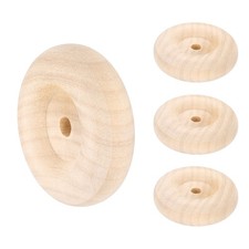 Ruote in legno a lastra diametro 2" Ruota piatta per hobby in legno 5/8" spessore 1/4" foro 4 pezzi