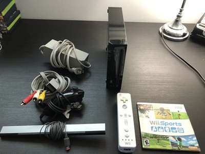 Nintendo Wii RVL-101 Black Console With Oem Controllers & Wii Sports Oem Cords
