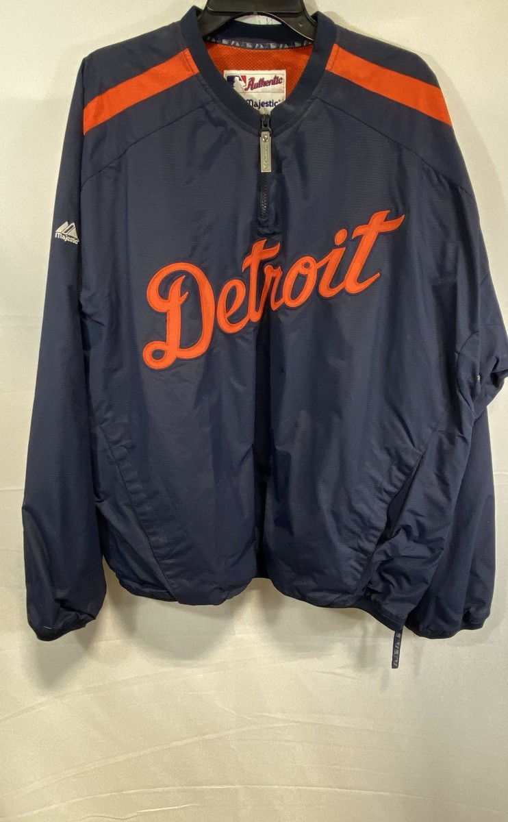 Majestic Men's Detroit Tigers MLB Full Zip Warm Up Jacket Navy