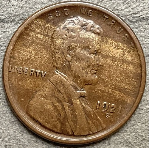 1921-S Lincoln Wheat Cent [VF/XF EF] Very/Extremely Fine Lt Alloy Mix Grain A935