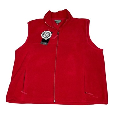 Vintage NWT LL Bean Mens Fleece Vest Red Polartec Classic 200 Full Zip LARGE Reg