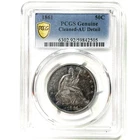 PCGS 1861 Seated Liberty Half Dollar Almost Uncirculated AU Coin, Cleaned #26018