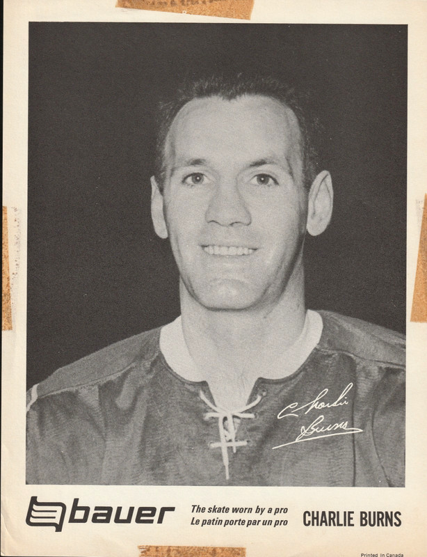 VINTAGE 1960's BAUER SKATE  PROMO PREMIUM CHARLIE BURNS PITTSBURGH PENGUINS RARE