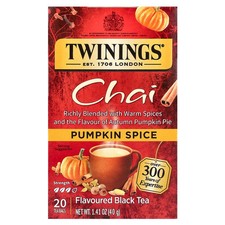 Flavored Black Tea, Chai, Pumpkin Spice, 20 Tea Bags, 1.41 oz 40 g