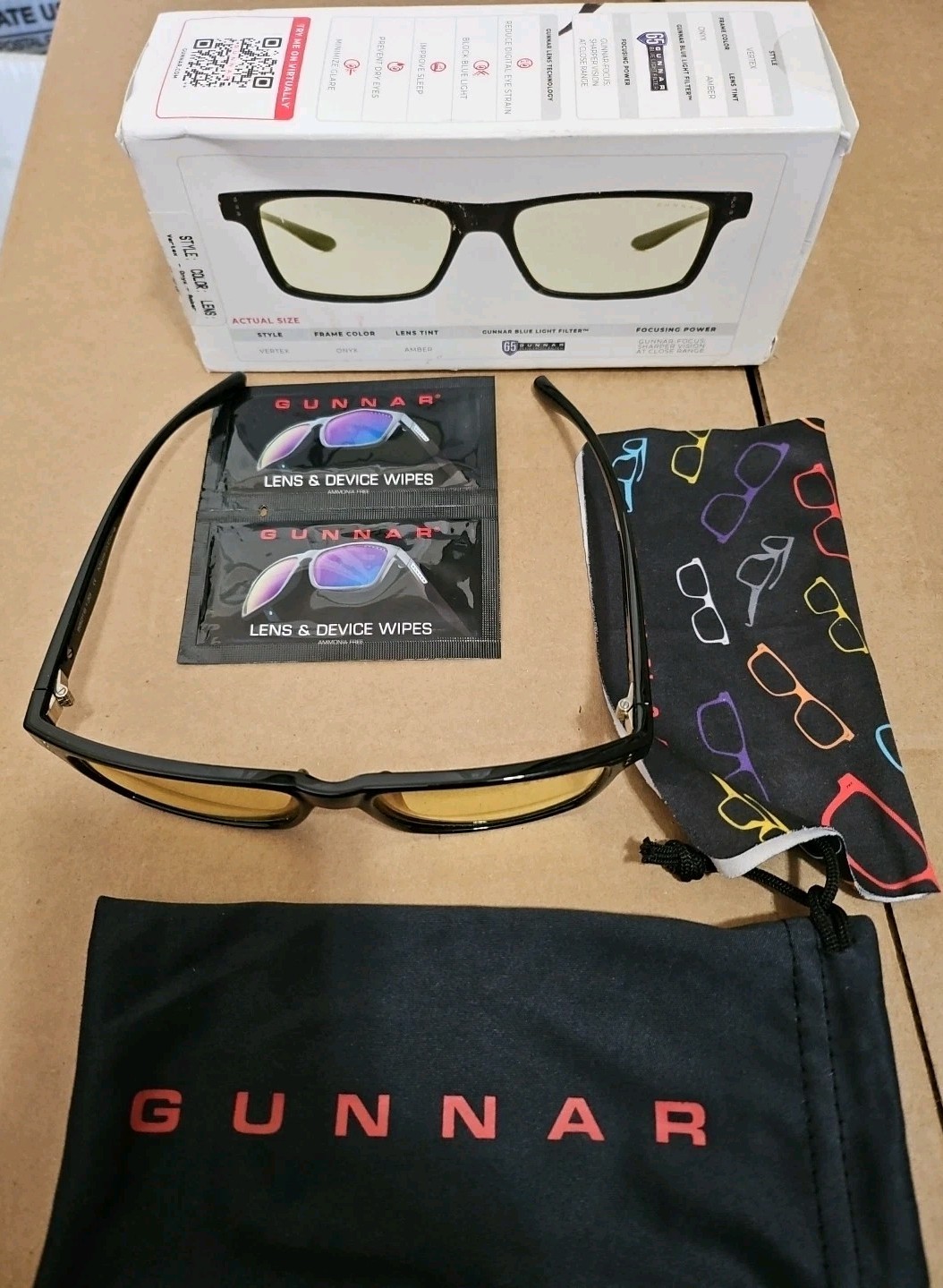 GUNNAR - Vertex Computer Glasses with Blue Light Reduction , Amber Lenses - Onyx