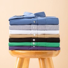 Mens Oxford Shirts Formal Business Long Sleeves Cotton Casual Dress Shirts Tops