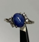 Vintage 10K White Gold TruBrite Diamond Blue Star Sapphire 2.6 Grams Size 7.75 — photo 9