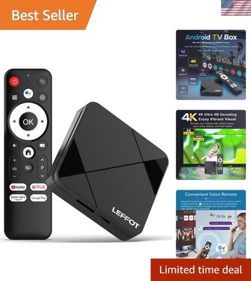 Smart 4K Android Streaming Device - 16GB Storage, Dual Wifi 6 & BT 5.4 Remote