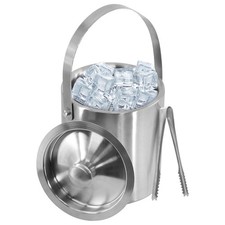 2L Stainless Steel Ice Bucket w/ Lid & Tongs Double Wall Insulated Wine Chiller