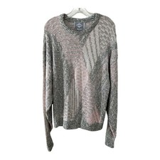 Vtg J.J. Blu Women’s M Sweater Pink Gray Abstract Knit 90s Made in USA