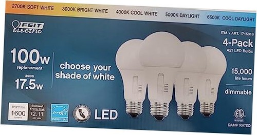 Selectable Color A21 LED Bulb (4-Pack) - 17.5W (100W Replacement) E26 Base by   - Bild 1 von 2