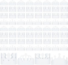 200 Pcs White Paper Crowns DIY Birthday Party Crowns for Kids, Birthday Party...