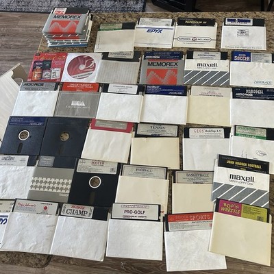 Commodore 64 128 Vintage Game Software Large Collection Black Sports Madden GEOS