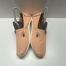 Toms x Meuf Paris Women Size 7 Rosie The Riveter Coral Canvas Alpargata Slip-On