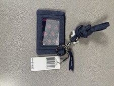 NWT VERA BRADLEY Zip ID Case in Moonlight Navy with Lanyard